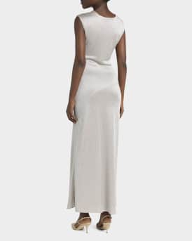 Printed Shiny Viscose Jacquard Maxi Dress