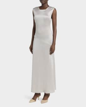 Printed Shiny Viscose Jacquard Maxi Dress