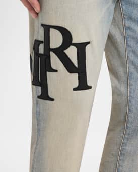 Men's Staggered Leather Logo Skinny Jeans
