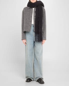 Wool-Blend Fringe Trim Scarf
