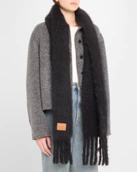Wool-Blend Fringe Trim Scarf