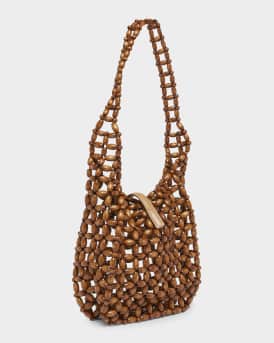 Le 5 A 7 YSL Beaded Wood Hobo Bag