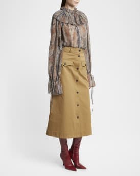 Button Down Midi Skirt