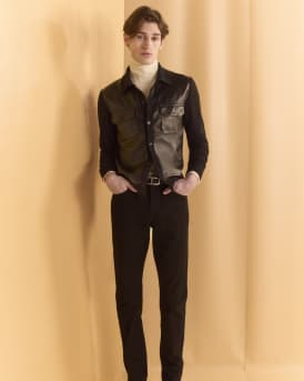 Men's Leather and Wool Overshirt