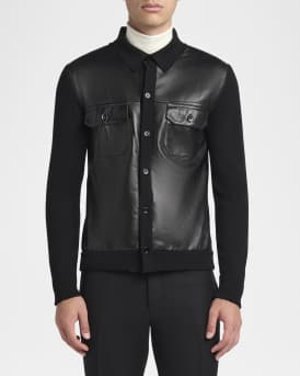 Men's Leather and Wool Overshirt