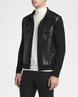Men's Leather and Wool Overshirt