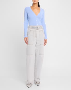 Fidjy Ribbed Button-Front Top