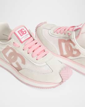 Kid's Aria Nylon & Nappa Calfskin Leather Sneakers