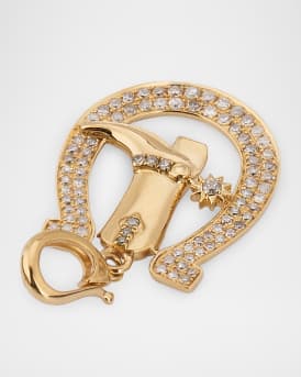 14K Yellow Gold Rodeo Horseshoe and Boot Diamond Pendant