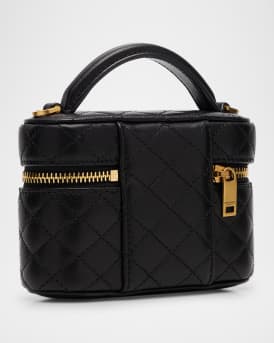 Micro Vanity Top-Handle Bag in Quilted Leather 