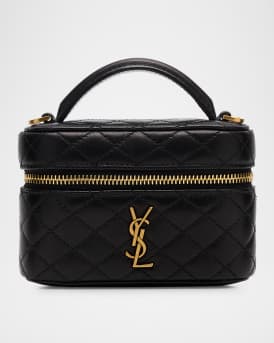 Micro Vanity Top-Handle Bag in Quilted Leather 