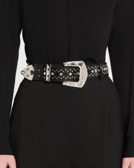 Jewelled Arrow Skull Leather Belt