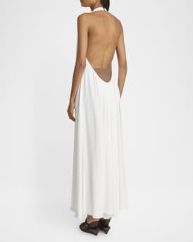 Norma Plunging Halter Backless Gown