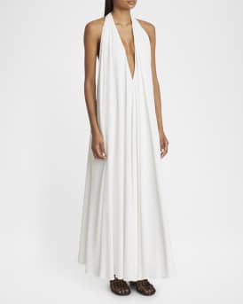 Norma Plunging Halter Backless Gown