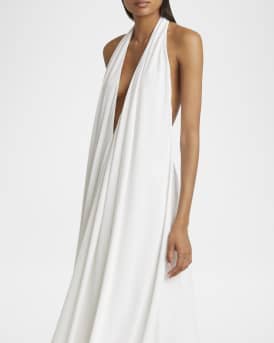 Norma Plunging Halter Backless Gown