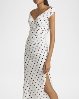 Rita Polka-Dot Off-The-Shoulder Gown
