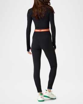 Stripe Long-Sleeve Cropped Activewear Top