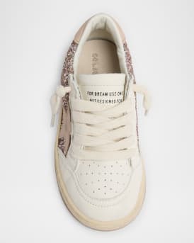 Girl's Ball Star Glitter and Leather Sneakers, Toddler/Kids