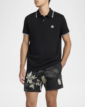 Men's Pique Polo Shirt with Stripe Collar