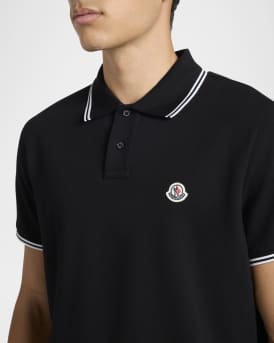 Men's Pique Polo Shirt with Stripe Collar