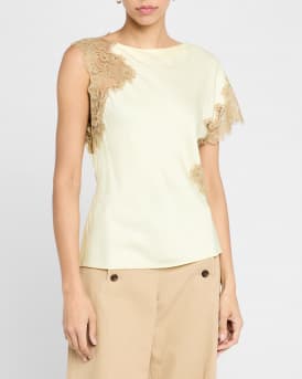 Alessia Satin and Lace Top