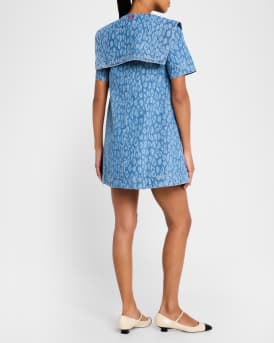Goldie Denim Leopard Swing Dress