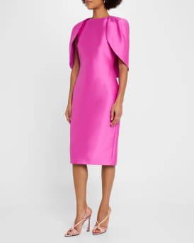 Mikado Cape Sheath Dress