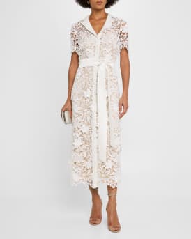 Scalloped Floral Lace Midi Dress