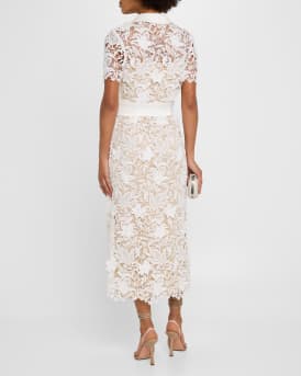 Scalloped Floral Lace Midi Dress