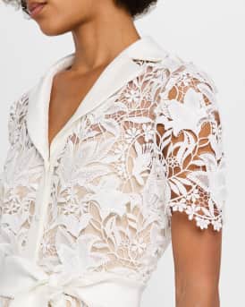Scalloped Floral Lace Midi Dress