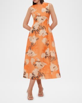 Cleo Hydrangea Sleeveless Midi Dress