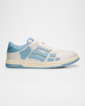 Men's Crystal-Embellished Leather Skel Top Sneakers