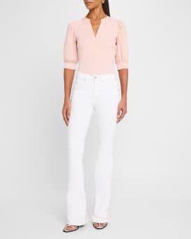 Coralee Puff Sleeve Button-Front Top