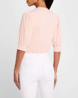 Coralee Puff Sleeve Button-Front Top