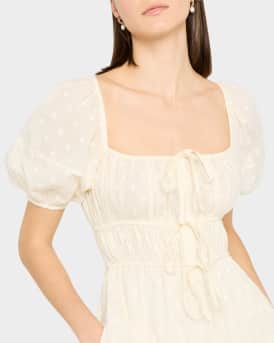 Palma Polka Dot Puff-Sleeve Midi Dress
