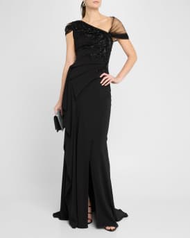 Imogen Beaded Tulle Draped Gown