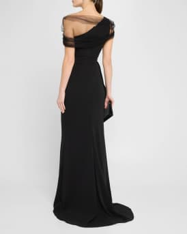 Imogen Beaded Tulle Draped Gown