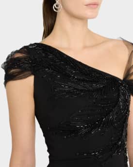 Imogen Beaded Tulle Draped Gown