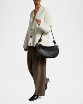 Halo Zip Leather Shoulder Bag