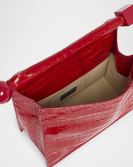 La Pochette Rond Croc-Embossed Clutch Bag