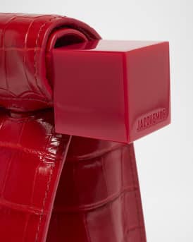 La Pochette Rond Croc-Embossed Clutch Bag