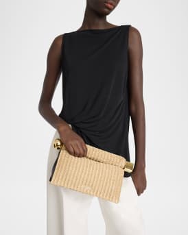 La Pochette Rond Raffia Clutch Bag
