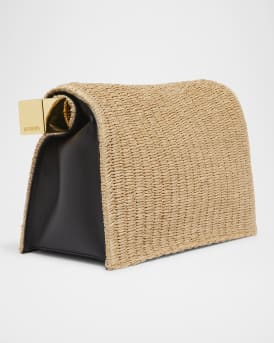 La Pochette Rond Raffia Clutch Bag