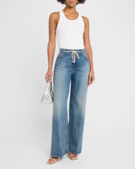 Zoey Wide-Leg Jeans with Tie 