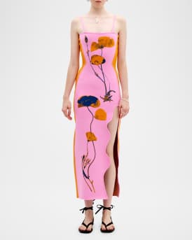 Iris Flower-Print Maxi Tank Dress