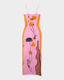 Iris Flower-Print Maxi Tank Dress