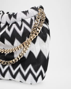 Chevron Drawstring Chain Shoulder Bag