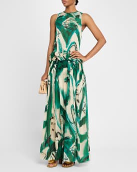 Helen Abstract-Print Gown
