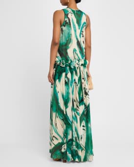 Helen Abstract-Print Gown