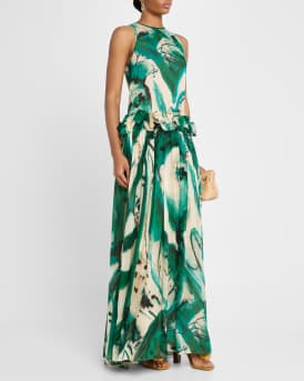 Helen Abstract-Print Gown